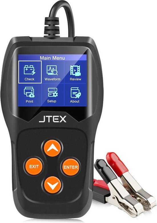 JTEX® Professionele Auto & Motor Batterijtester - Accu tester 12V - Batterijconditie / Weerstand - Nederlands