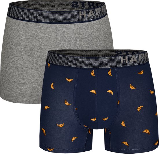 Happy Shorts 2-Pack Boxers Shorts Homme Imprimé Croissant - M