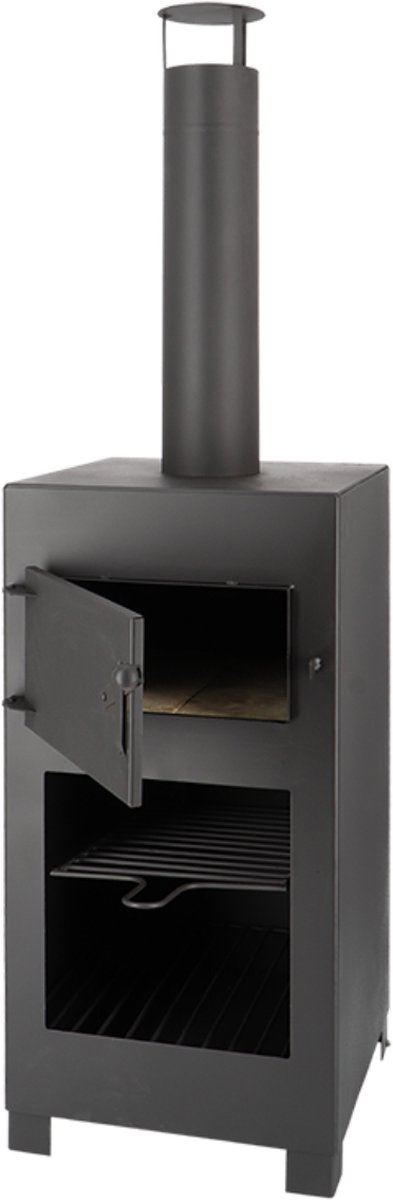 Pizza oven + Terraskachel zwart - Staal - Zwart - 384 x 42 x 136 cm