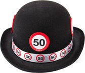 Panneau de signalisation de chapeau melon noir 50 ans