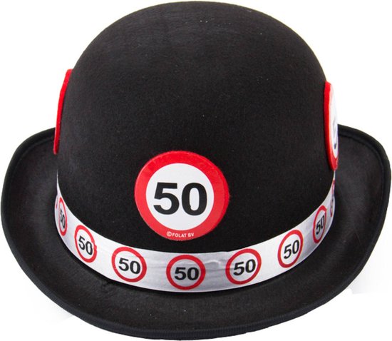 Bolhoed verkeersbord 50 jaar leeftijd feestartikelen verkleed hoedje voor een Abraham pop