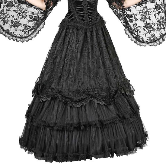 Zwarte Gothic Rok Met Bloemenmotief
