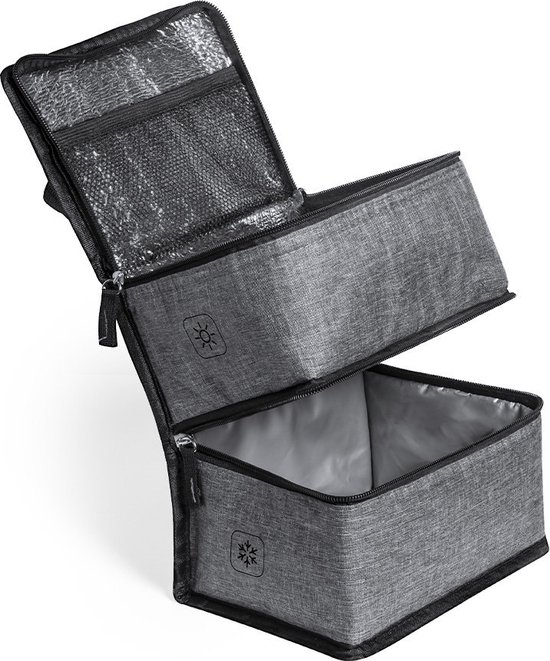 Koeltas met dubbel compartiment - Lunchtas - Koeltasje lunch - Koud - Warm - Isolatie - Volwassenen - Dames - Heren - 14 x 22 cm - Polyester - RPET - Aluminium - grijs van KOEL — afbeelding 3