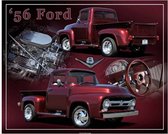 Metalen Wandbord Ford V8 Pickup 1956 - 30 x 38 cm