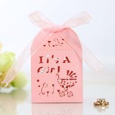 DW4Trading Coffrets Cadeaux It's A Girl - Coffrets Cadeaux avec Noeud Papillon - Baby Shower - 5 Pièces - 5x5x5 cm - Rose