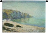 Wandkleed - Wanddoek - Boten op het strand bij Pourville tijdens laagtij - Schilderij van Claude Monet - 90x67.5 cm - Wandtapijt