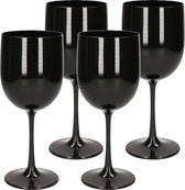 4x stuks onbreekbaar wijnglas zwart kunststof 48 cl/480 ml - Onbreekbare wijnglazen