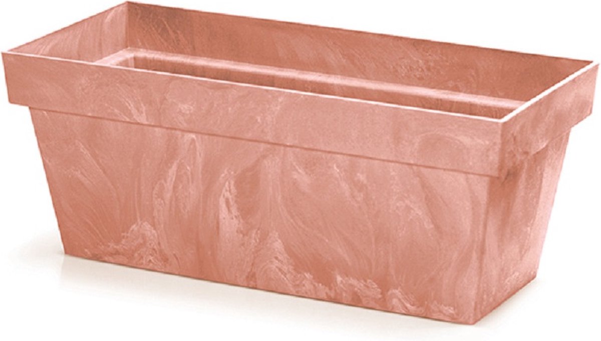 Prosperplast Beton-look plantenbak/bloembak - kunststof - 39 x 18 x 16 cm - terracotta - voor buiten