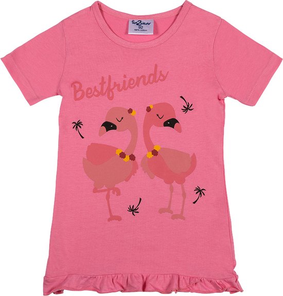 Fun2wear - kinder - meisjes- bigshirt / nachthemd - Best friends - Flamingo