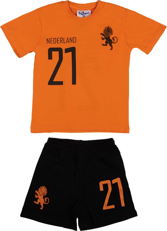 Fun2Wear - Shortama Elftal - oranje Zwart - Maat 62 - Jongens