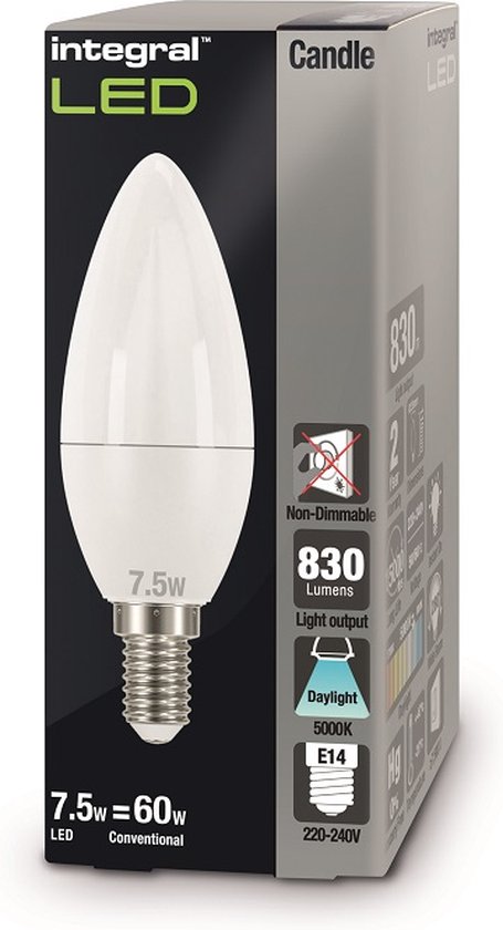 Tekalux Led-lamp - E14 - 5000K Wit licht - 8 Watt - Niet dimbaar | bol.com