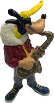Disney, Goofy als muzikant met saxofoon poppetje(+/-10cm), merk : Bullyland.