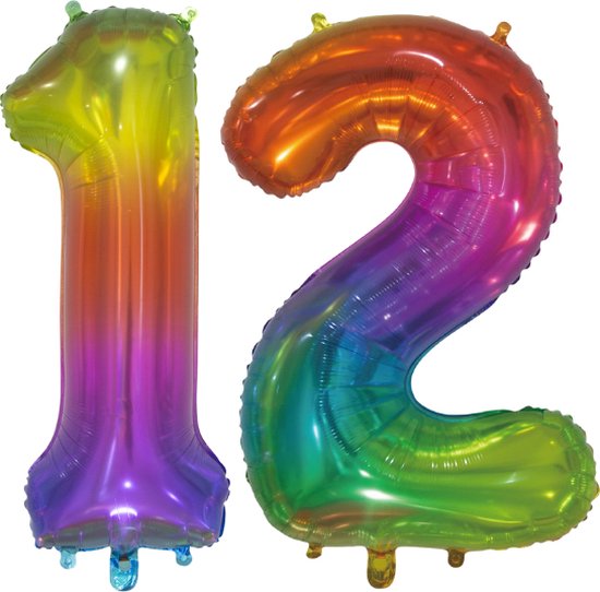 Folieballon 12 jaar Regenboog 76cm
