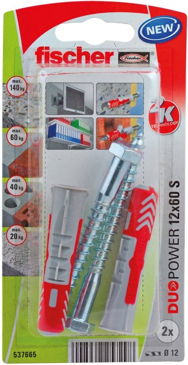 Fischer 537665 DuoPower 12 x 60 S K NV Pluggenset 60 mm 12 mm 1 set(s)