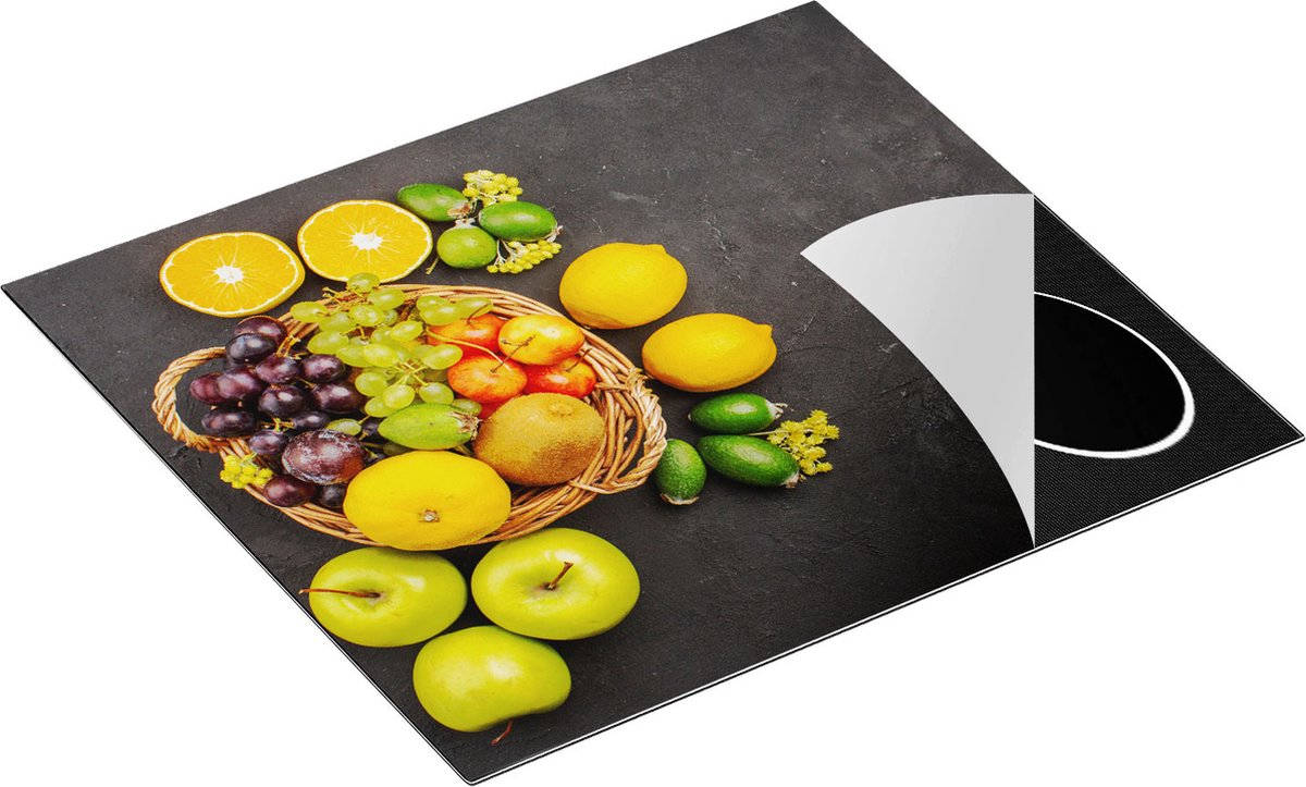 Chefcare Inductie Beschermer Fruitmand op Zwarte Marmer - Fruit - 60x50 cm - Afdekplaat Inductie - Kookplaat Beschermer - Inductie Mat