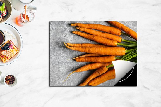 Chefcare Inductie Beschermer Wortels op Grijze Marmer - 70x52 cm - Afdekplaat Inductie - Kookplaat Beschermer - Inductie Mat