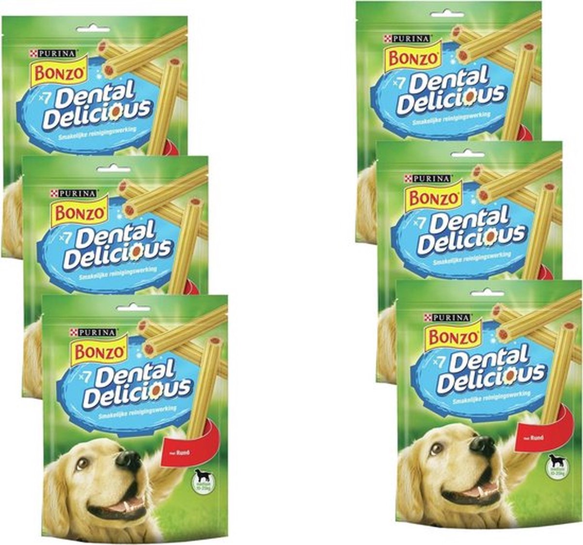 6x Bonzo (Friskies) Dental Delicious Beef - Hondensnack - 200g