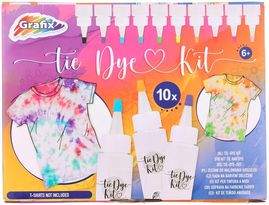 Grafix Tie Dye kit avec 10 couleurs | Tie-dye DIY | Bricoler | Peinture tie- dye |... | bol