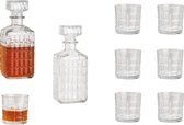 Whiskey Karaf set - 7-delig - 980 ml karaf - inclusief 6 glazen van 280 ml - luxe cadeau - man & vrouw - gezellig avonden