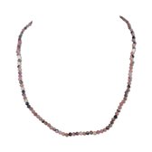 Silventi 9SIL-22441 Collier de perles de perles de pierres précieuses - Femme - Mélange de tourmalines - 3 mm - Fermoir en Argent - 40 + 5 cm - Rose Zwart - Plaqué or (Plaqué or / Or sur Argent)