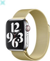 MY PROTECT® Milanese Loop Armband Voor Apple Watch Series 1/2/3/4/5/6/7/8/SE 38/40/41mm Horloge Bandje - Metalen iWatch Milanees Bandje Apple Watch - Magneet Sluiting - Goud