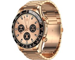 Darenci Smartwatch Superior Pro - Smartwatch heren - Activity Tracker - Touchscreen -  Bluetooth bellen - Bluetooth muziek - Stalen band - Heren - Horloge - Stappenteller - Bloeddrukmeter - Verbrande calorieën - Zuurstofmeter - Waterdicht - Roségoud