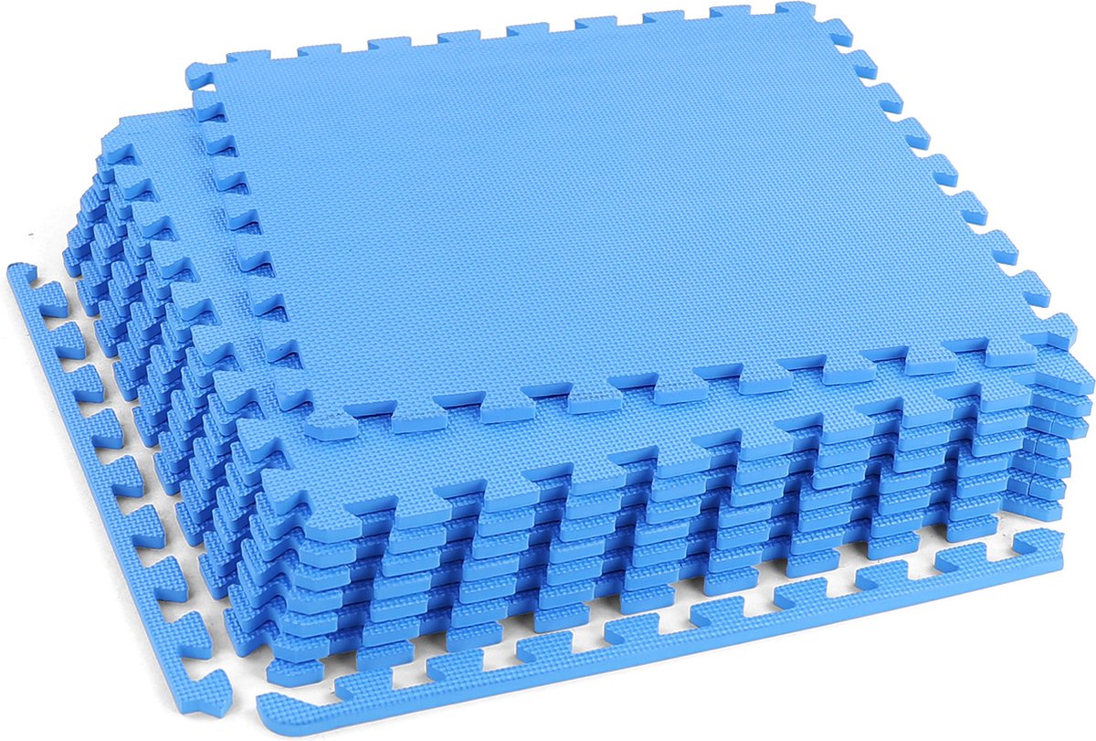 RAMROXX Fitness Puzzelmat - 50x50x1 cm - 8 stuks - Blauw - EVA Schuim - Anti-Slip