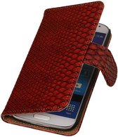 Snake Bookstyle Wallet Case Hoesje - Geschikt voor Samsung Galaxy Core i8260 Rood