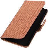 Snake Bookstyle Wallet Case Hoesje - Geschikt voor LG G5 Licht Roze