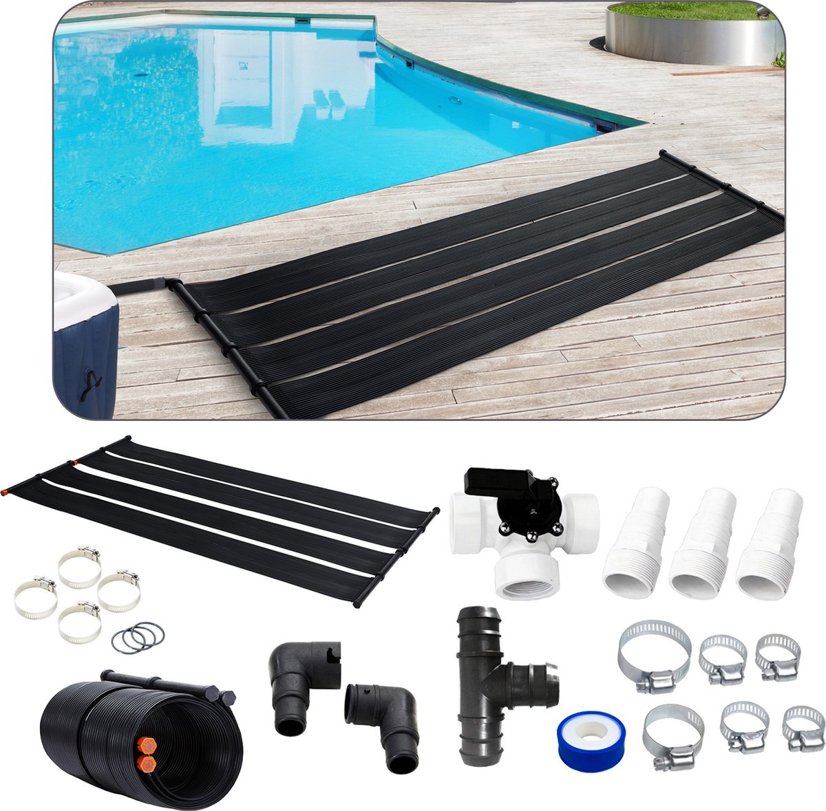 2x Panneau de chauffage solaire 110x69x14cm pour piscine