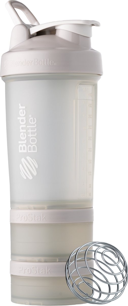 BlenderBottle® | ProStak™ | 650 ml + 100 ml + 150 ml | Grijs | Shakebeker | Shaken zonder klonten en zonder te lekken! Met handige pillen/poeder doosjes.