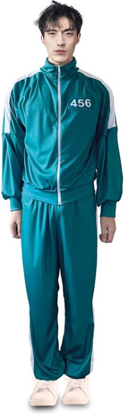 Squid Game - Gamer kostuum - Groen trainingspak - Halloween kostuum - Carnaval kostuum - Heren - Dames - Trainingsjack - Traningsbroek - Polyester - Maat XL