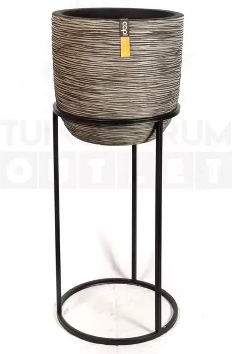 Planttafel cachet 43 zwart + Pot bol Rib NL 43 antraciet