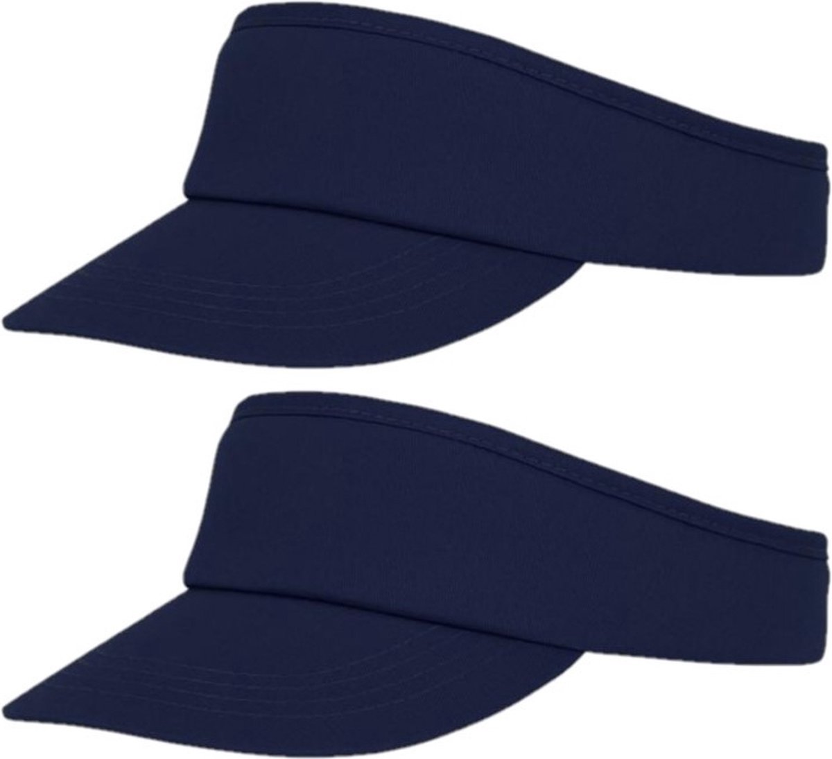 Bullet Sunvisor zonneklep voor volwassenen - 2x stuks - Donkerblauw - Katoenen verstelbare zonneklep - Dames/heren
