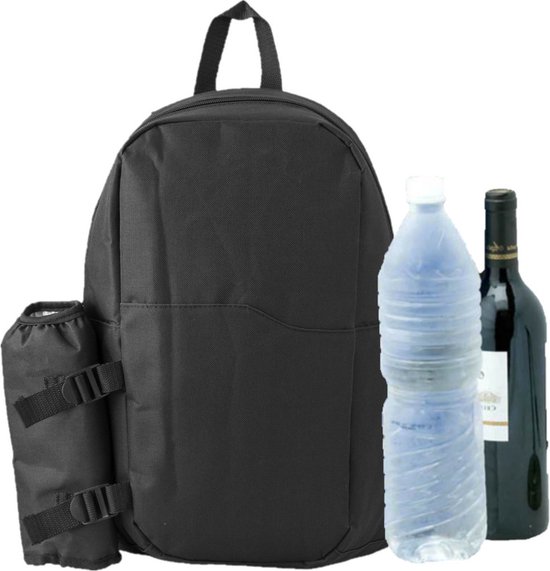 Grote koeltas rugtas/rugzak zwart met 2 stuks flexibele koelelementen 18 liter van Sporthuisje — afbeelding 2