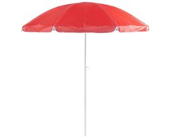 Strand/tuin parasol verstelbaar - rood - nylon - 200 cm - UV bescherming