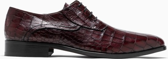 Paulo Bellini Lariana Heren Geklede Veterschoenen Bordeaux Kroko