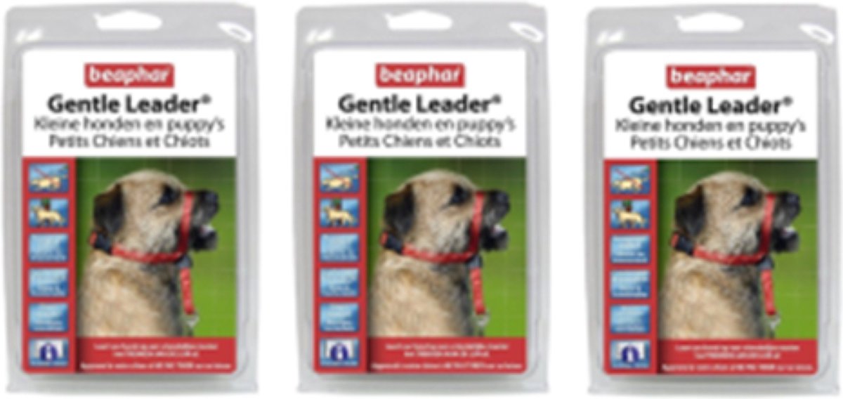 3x Beaphar Gentle Leader Small - zwart - Hoofdhalsband voor honden