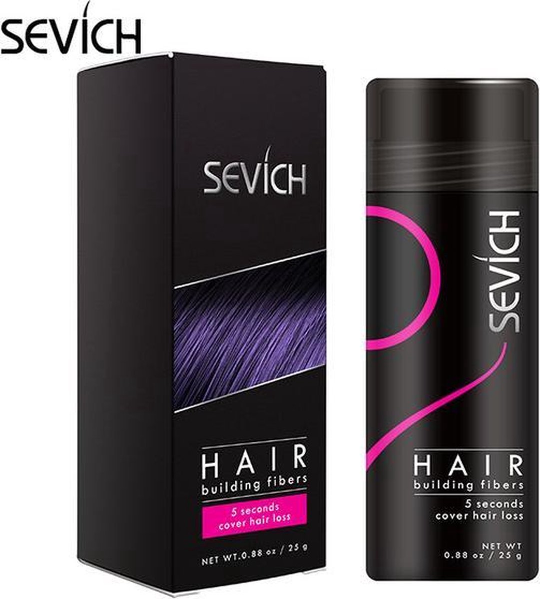 Sevich Hair Building Fibers - Premium Haarpoeder - Keratine Haarvezels - Haarverdikker - Volume Poeder - Camoufleert Kale en Dunne Plekken - Uitgroei - Haaruitval - 25 gram - Zwart Haar