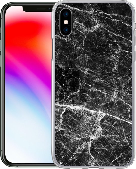 Coque iPhone Xs Max - Marbre - Pierre - Zwart - Siliconen