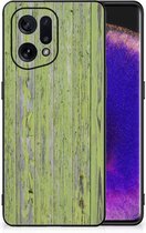 Smartphone Hoesje OPPO Find X5 Cover Case met Zwarte rand Green Wood