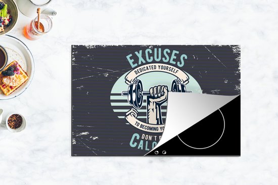 KitchenYeah® Inductie beschermer 81.2x52 cm - Gewichten - Sport - Retro - Kookplaataccessoires - Afdekplaat voor kookplaat - Inductiebeschermer - Inductiemat - Inductieplaat mat