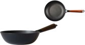 BAF RUSTICA PUR - Poêle wok - Diamètre 24 cm - Manche bois - Convient à l'induction