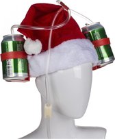 Kerstmuts met drankhouder - Santa Claus Drinking Hat / drink hoed /drinkmuts