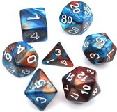 D&D dice set - DnD dobbelstenen set Orange & Blue - Dungeons and Dragons dobbelstenen Inclusief velvet bewaarzakje