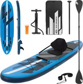 Bol.com Opblaasbare Stand Up Paddle Board Blauw 305 x 78 x 15 cm Kajakzitje incl. pomp en draagtas gemaakt van PVC en EVA aanbieding