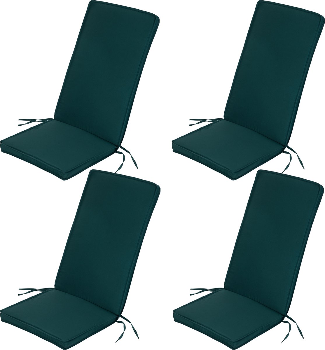 Gardenista zitkussen voor tuinstoel - Tuinkussens hoge rug - stoelkussen met lint - 48cm x 116cm