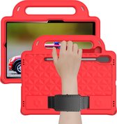 Tablet hoes geschikt voor Samsung Galaxy Tab S8/S7 (2022/2020) - Schokbestendige case met handvaten - Diamond Kids Cover met schouderriem - Rood