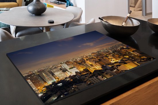 KitchenYeah® Inductie beschermer 89.6x51.6 cm - Sao Paulo bij nacht - Kookplaataccessoires - Afdekplaat voor kookplaat - Inductiebeschermer - Inductiemat - Inductieplaat mat