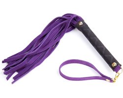 Suede Flogger Zweep 27cm - Zwart/Paars